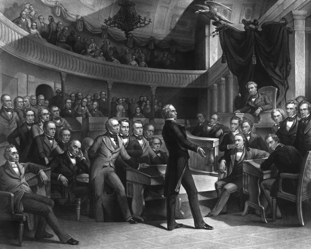 Vintage American History Print Featuring Senator Henry Clay Speaking About The Compromise of 1850 in The Senate Poster Print, 15 x 12