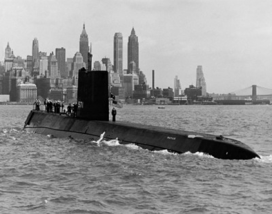Submarine in The Sea Uss Nautilus - Ssn-571 Nuclear-Powered Submarine New York City New York State USA Poster Print - 18 x 24