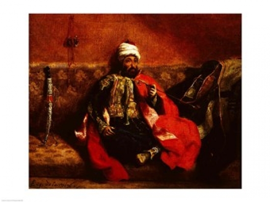 BALBAL15965LARGE A Turk Smoking Sitting on A Sofa C.1825 Poster Print by Eugene Delacroix - 36 x 24 in. - Large