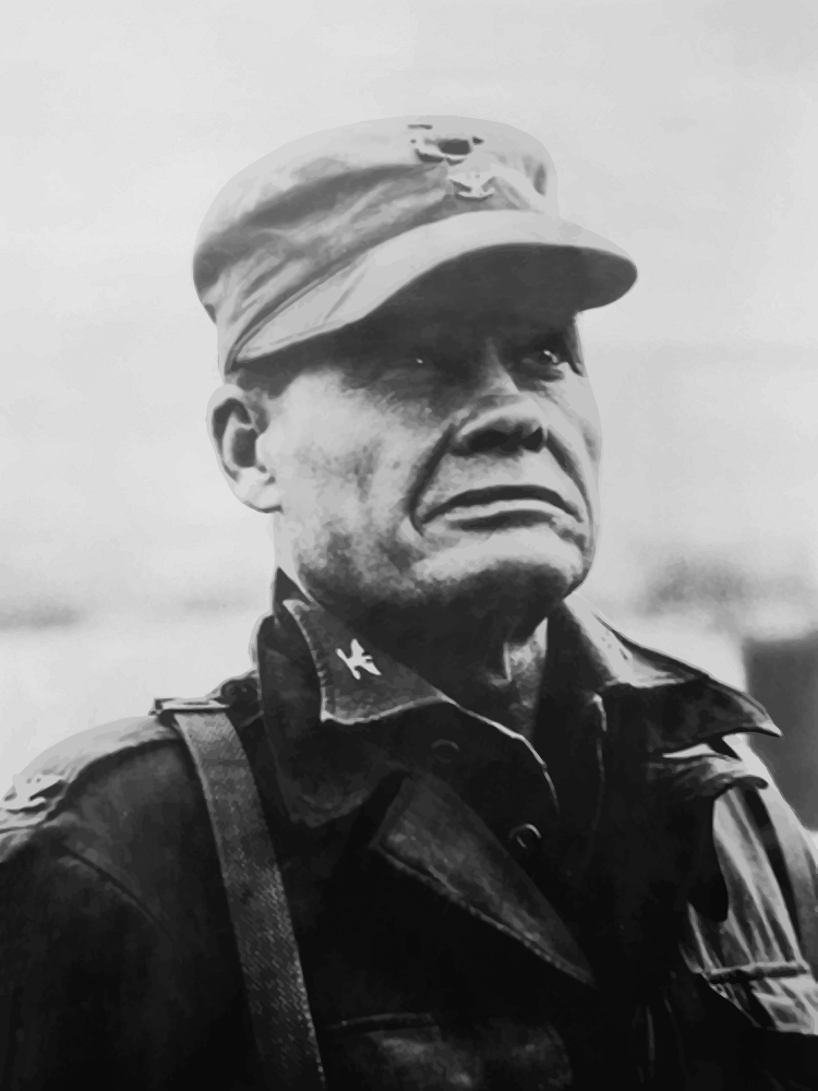 Digitally Restored Vector Portrait of General Lewis Chesty Puller Poster Print, 24 x 32 - Large
