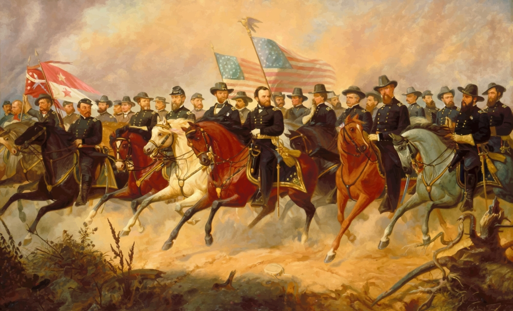 Digitally Restored Vector Painting of Ulysses S. Grant & His Generals Poster Print, 18 x 10