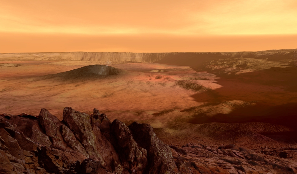 The View From The Rim of The Caldera of Olympus Mons On Mars The Largest Volcano in The Solar System Poster Print - 18 x 10