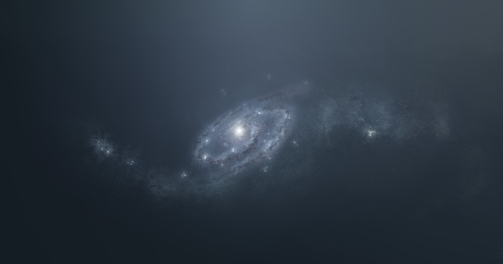 Distant Galaxy Visible From Space Station Sent in Outer Space Poster Print, 38 x 20 - Large