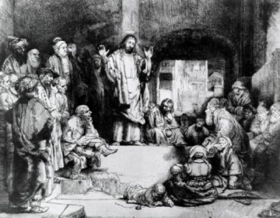 Christ Preaching Rembrandt Harmensz Van Rijn 1606-1669 Dutch Etching Poster Print