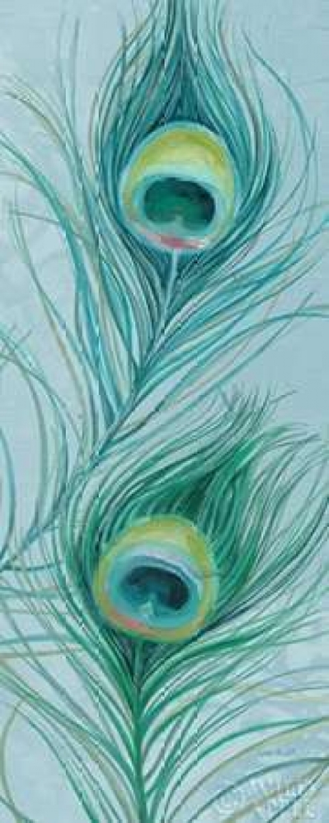 PDX13844SMALL Blue Feathered Peacock V Poster Print by Lisa Audit, 10 x 20 - Small