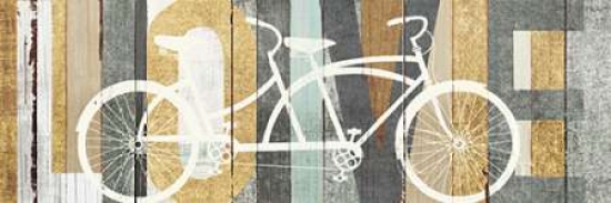 Beachscape Tandem Bicycle Love Gold Neutral Poster Print by Michael Mullan - 8 x 24 - Small