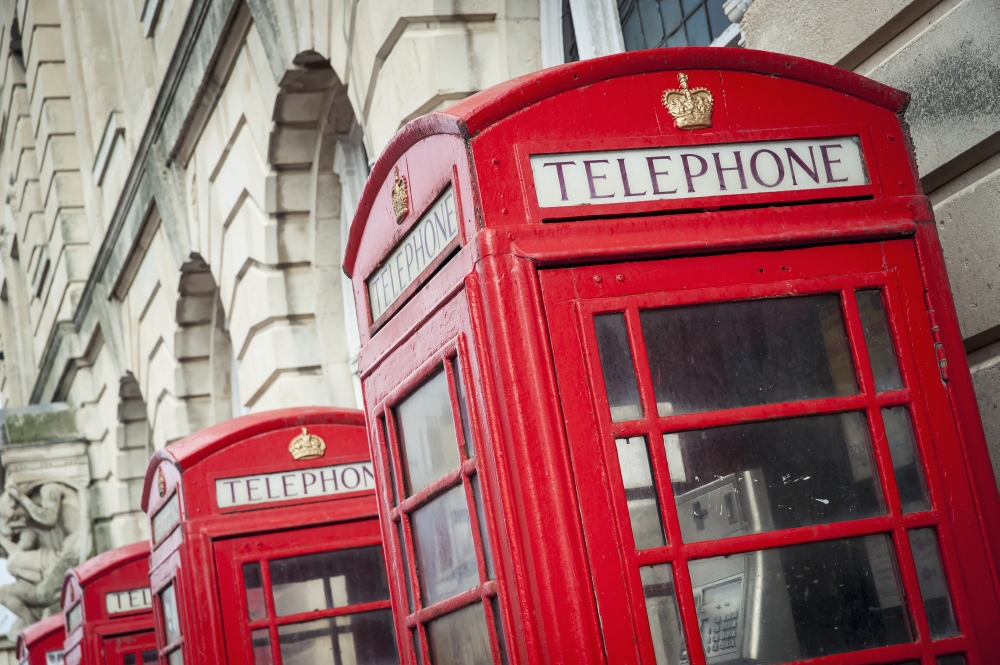 DPI12268758LARGE Telephone Boxes in A Row - Blackpool Lancashire England Poster Print - 34 x 22 in. - Large