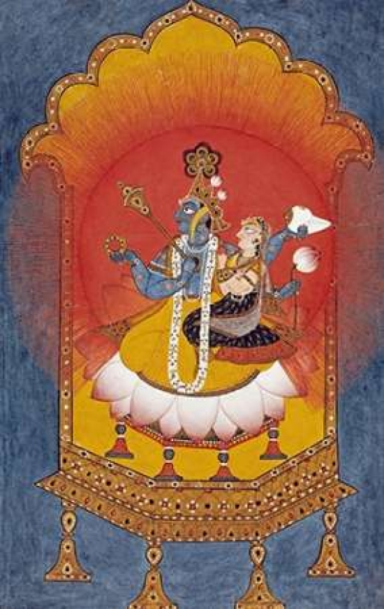Vishnu & Lakshmi Enthroned Poster Print by Basohli School, 12 x 18 - Small