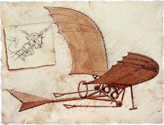 Flying Machine Poster Print by Leonardo Da Vinci, 11 x 14 - Small