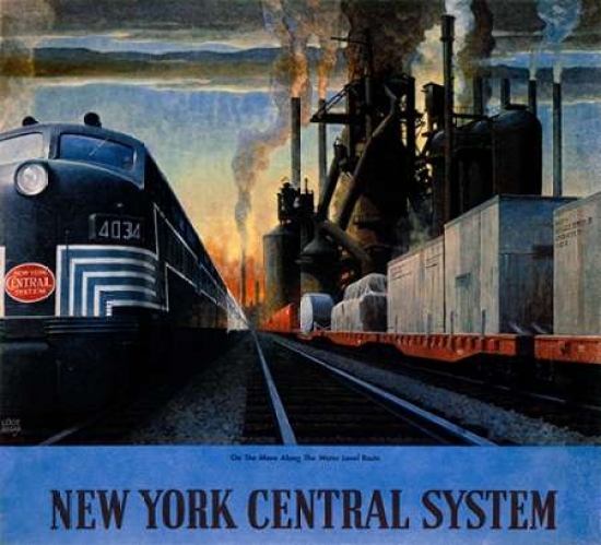 Bentley Global Arts PDX294713SMALL New York Central System & Along The Water Level Route Poster Print by Leslie Ragan, 12 x 12 - Small