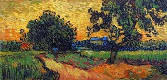 Landscape At Twilight Poster Print by Vincent Van Gogh, 10 x 20 - Small
