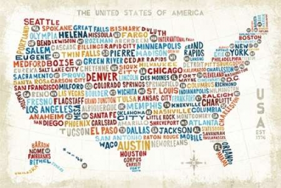 Us City Map Poster Print by Michael Mullan, 12 x 18 - Small