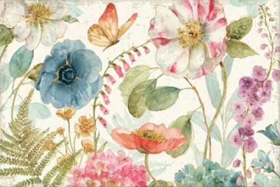 Rainbow Seeds Flowers I On Wood Cream Poster Print - Small