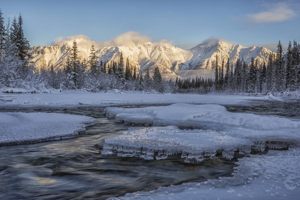 DPI12271061LARGE Sunset Over The Wheaton River As The Light Hits Grey Ridge Near Whitehorse - Yukon Canada Poster Print - 38 x 24 in. - Large