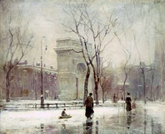 Winter in Washington Square Poster Print by Paul Cornoyer, 20 x 24 - Large