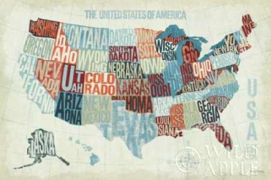 USA Modern Blue Poster Print by Michael Mullan - 12 x 18 - Small