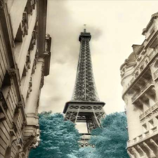 Picture of AD Lines PDXQPD8SQ002ASMALL Teal Eiffel Tower 1 Poster Print by Dianne Poinski&#44; 12 x 12 - Small