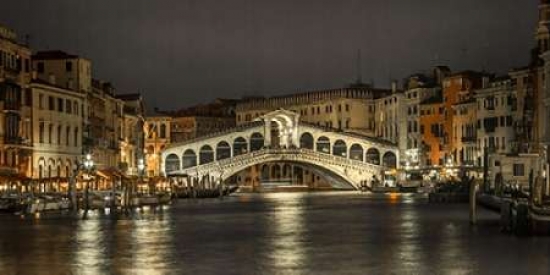 The Grand Canal & The Rialto Bridge At Night Venice Italy Poster Print by Assaf Frank - 10 x 20 - Small