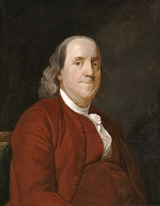 Benjamin Franklin Poster Print by Joseph Wright - 11 x 14 - Small