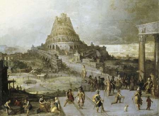 Bentley Global Arts PDX283280SMALL Nimrod Ordering The Construction of The Tower of Babel Poster Print by Hendrick III Van Cleve, 9 x 12 - Small