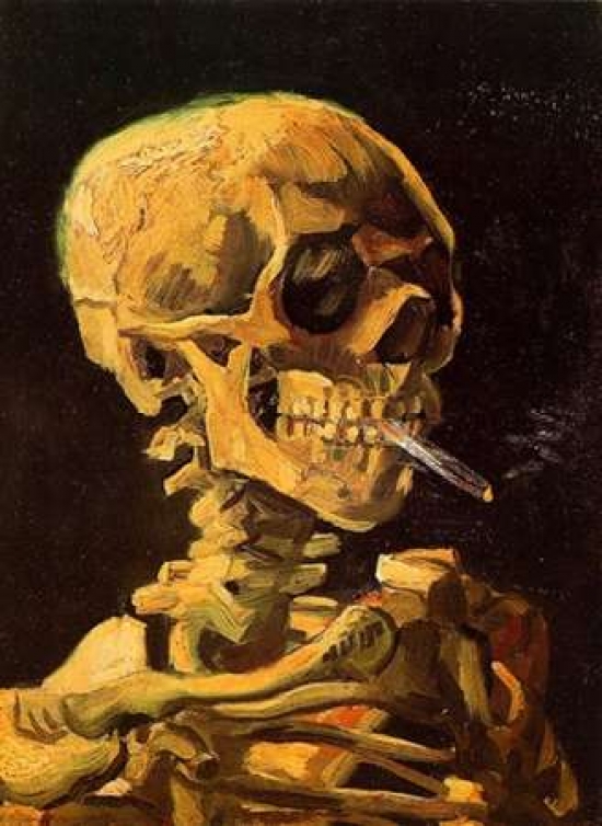 Bentley Global Arts PDX374598SMALL Skull with Burning Cigarette Poster Print by Vincent Van Gogh, 9 x 12 - Small