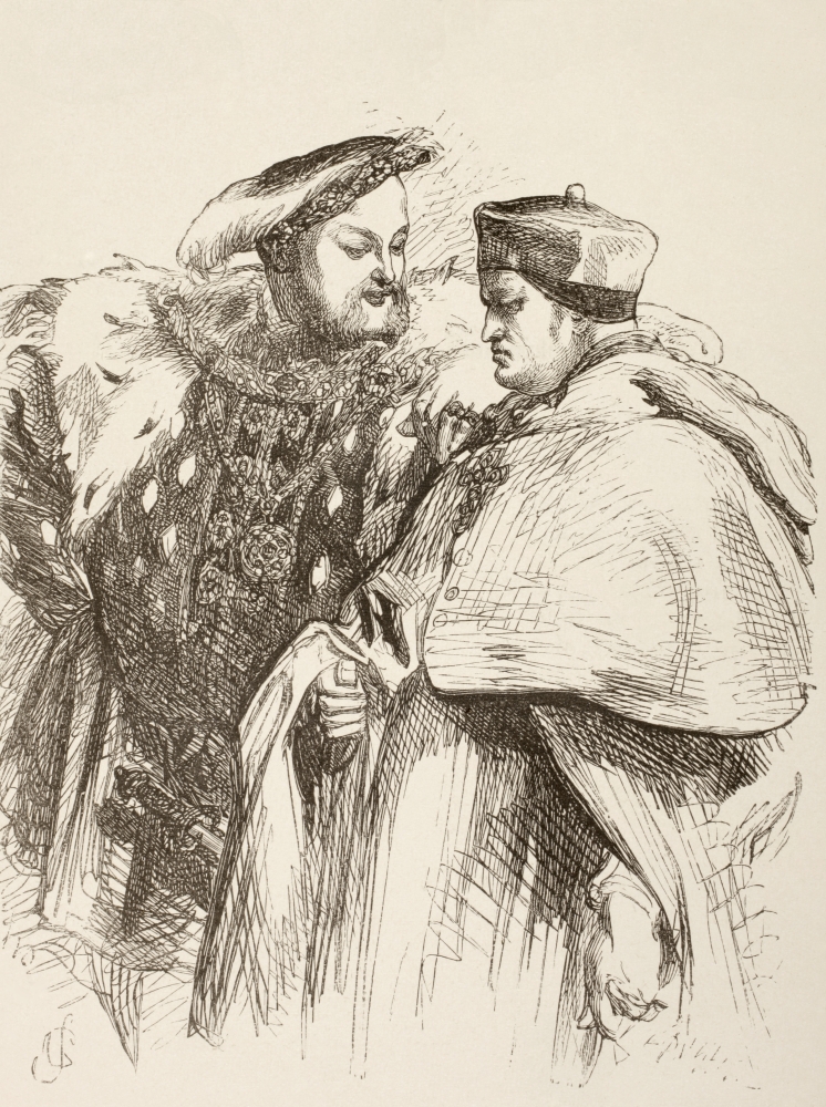 Picture of   Illustration by Sir John Gilbert for King Henry Viii by William Shakespeare. King Henry with Cardinal Wolsey From The Illustrated Library Shakspeare Published London 1890 Poster Print&#44; 12 x 17