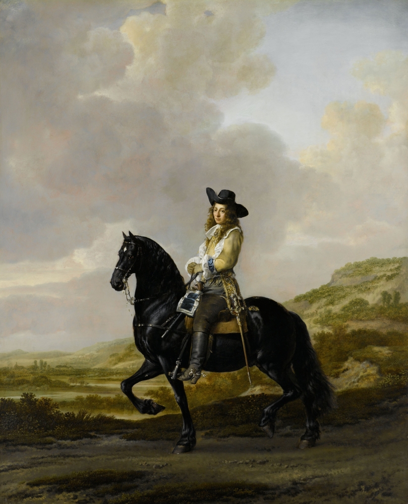 Picture of   Pieter Schout On Horseback by Thomas De Keyser 1660 Dutch Painting Oil On Copper. Pieter Schout Sheriff of Hagestein Riding in A Dune Landscape&#44; Bsloc-2016-3-134 Poster Print&#44; 18 x 24