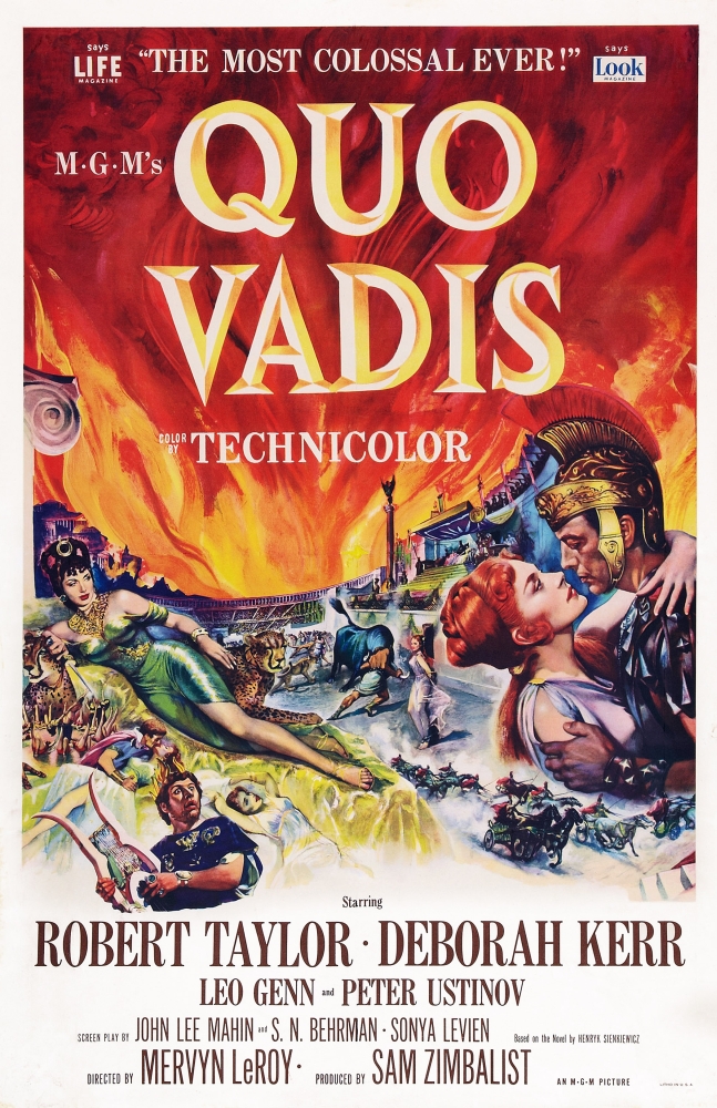 Everett Collection EVCMCDQUVAEC022HLARGE Quo Vadis US Poster Art From Left - Deborah Kerr Robert Taylor 1951 Movie Poster Masterprint, 24 x 36 - Large -  Posterazzi