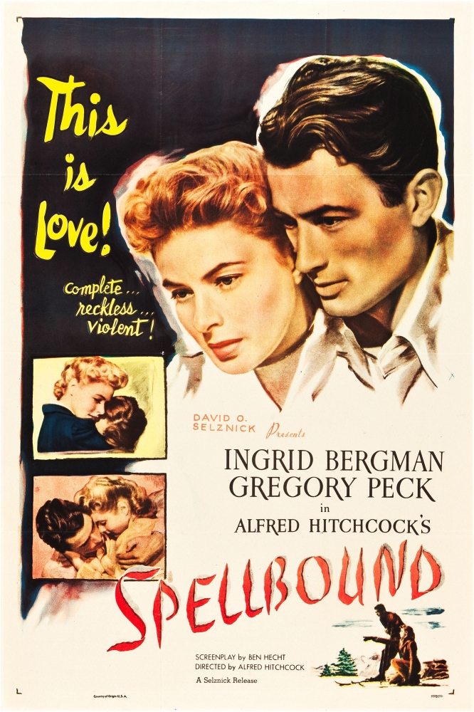 Everett Collection EVCMCDSPELEC005H Spellbound L-R - Ingrid Bergman Gregory Peck On Poster Art 1945 Movie Poster Masterprint, 11 x 17 -  Posterazzi