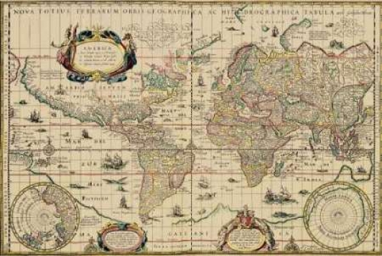 Explorers World 1630 Blau Poster Print by Willem Jansz, 24 x 36 - Large