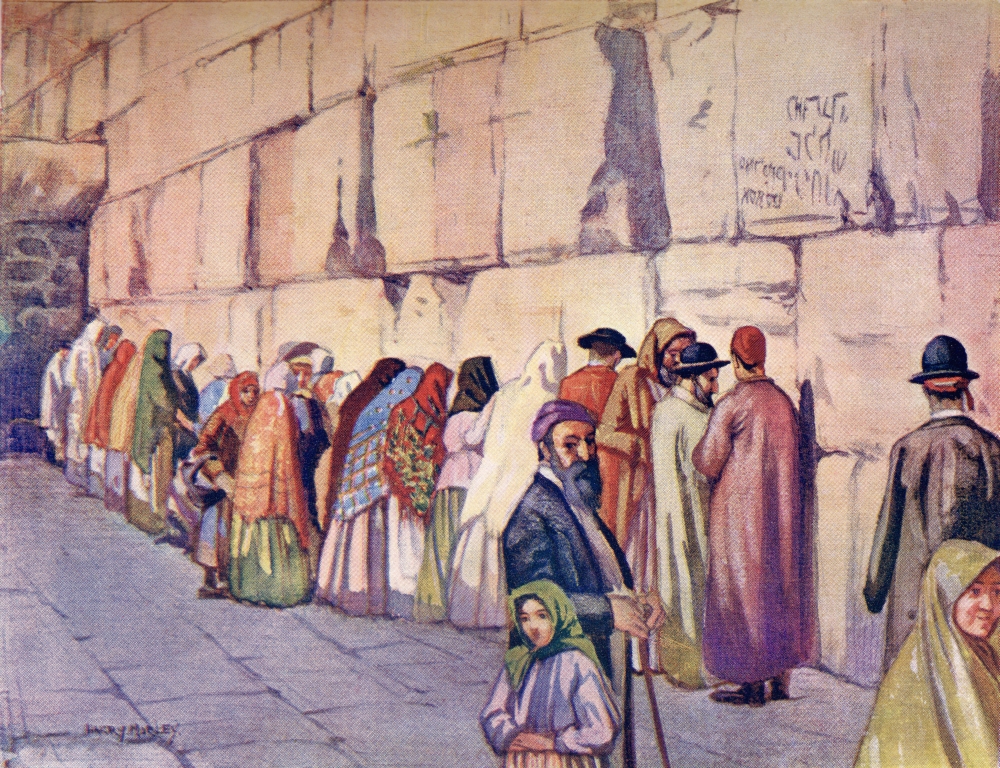 DPI1958630 The Wailing Wall Jerusalem Palestine Circa 1910 From A Book of Modern Palestine by Richard Penlake Published C.1910 Poster Print, 16 x 12