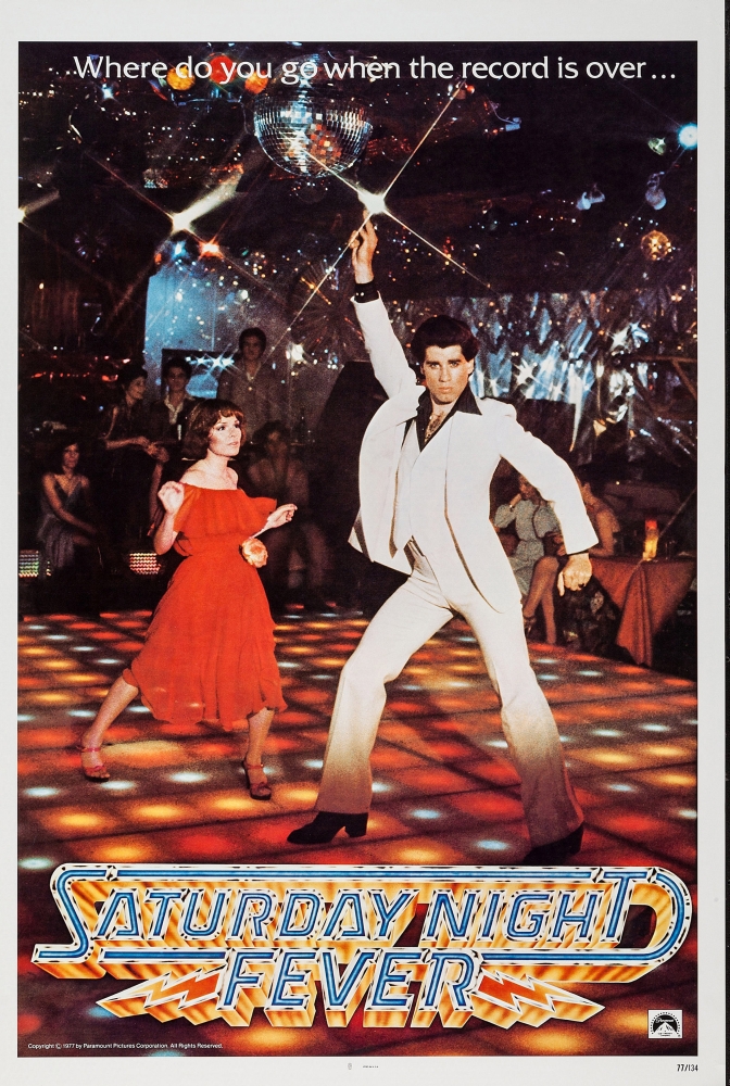 Everett Collection  Saturday Night Fever US Poster Art From Left - Karen Lynn Gorney John Travolta 1977 Movie Poster Masterprint, 24 x 36 - Large -  Posterazzi, EVCM4DSANIEC001HLARGE