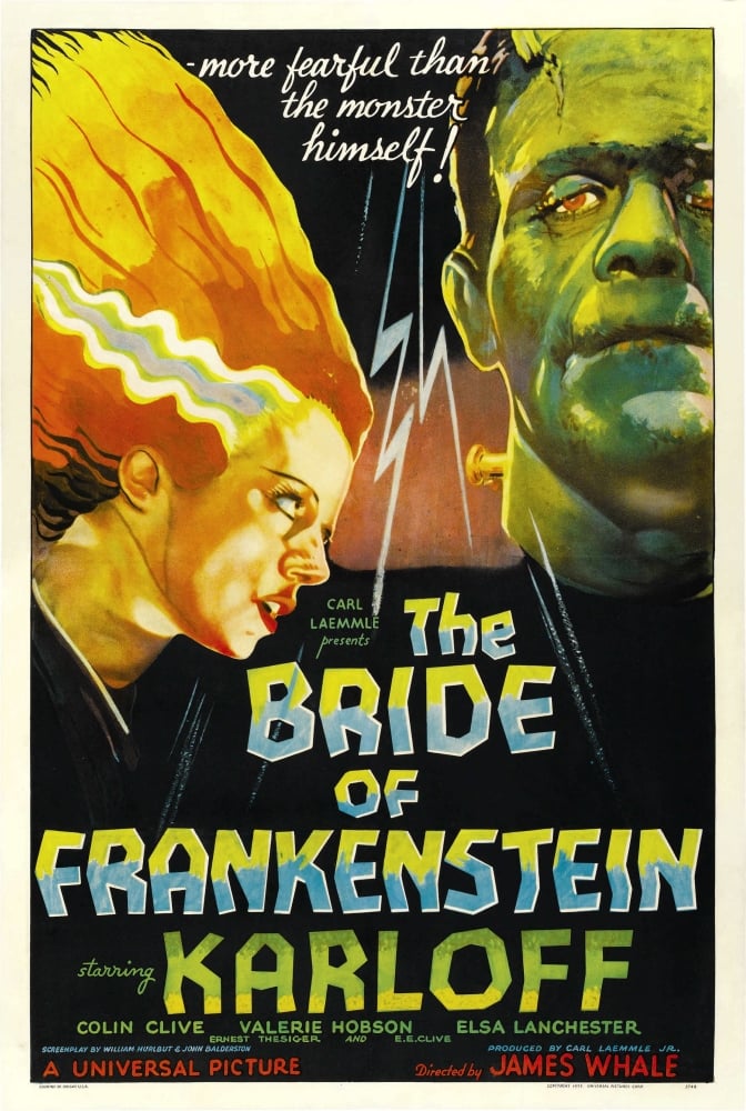 Everett Collection  The Bride of Frankenstein From Left - Elsa Lanchester Boris Karloff 1935 Movie Poster Masterprint, 24 x 36 - Large