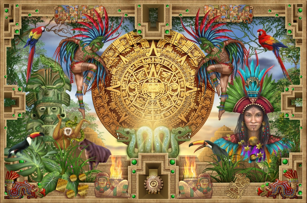Aztec Mayan Montage Poster Print by Ciro Marchetti, 18 x 12