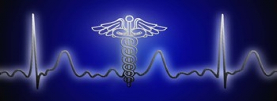 Ekg with Caduceus Symbol Poster Print 18 x 7