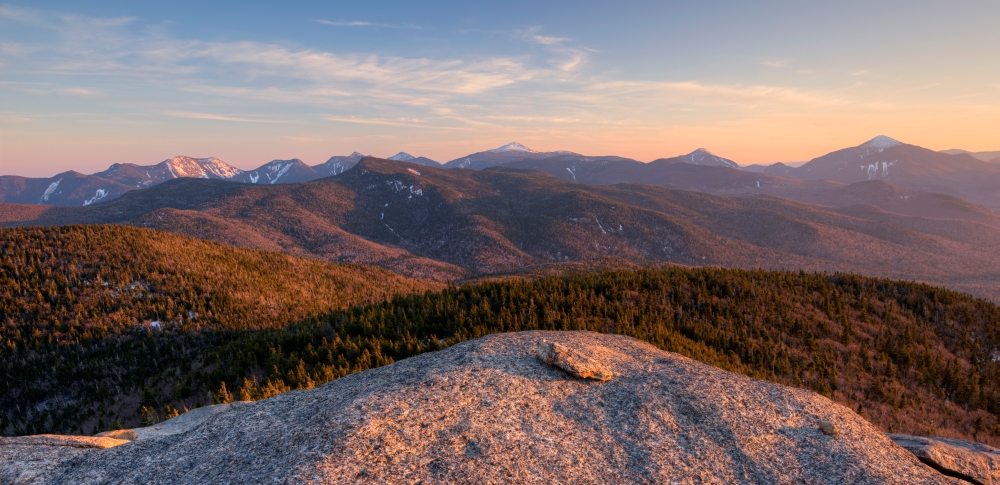 Evening Light On The Adirondack High Peaks Adirondack Mountains Adirondack Park New York State USA Poster Print - 25 x 12