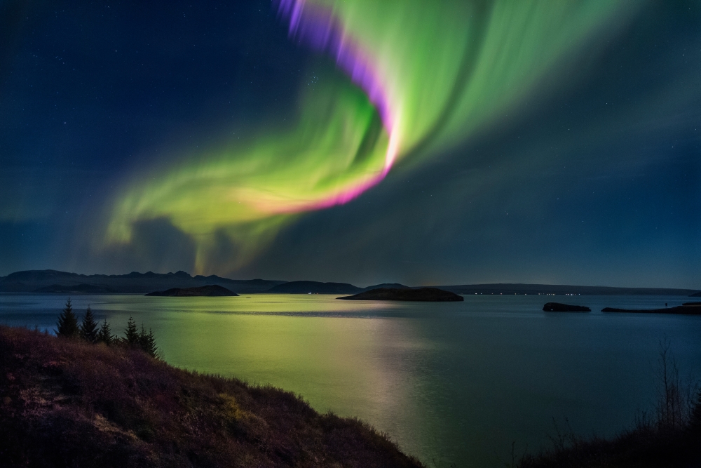 Picture of Panoramic Images PPI155063L Northern Lights Over Thingvallavatn Or Lake Thingvellir. Thingvellir National Park. Iceland. The Park is A Unesco World Heritage Site Poster Print, 36 x 12