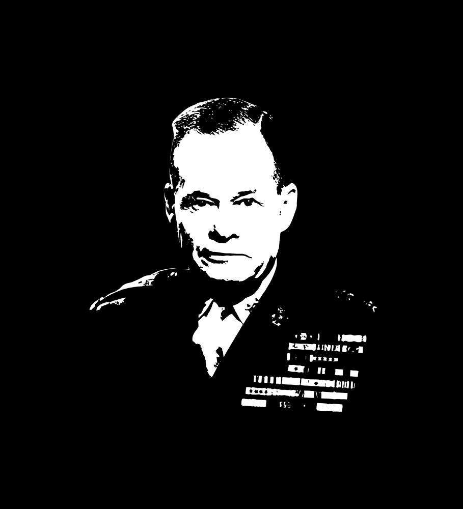 Vector Artwork of Lieutenant General Lewis Burwell Chesty Puller An Officer in The United States Marine Corps Poster Print - 27 x 29 - Large