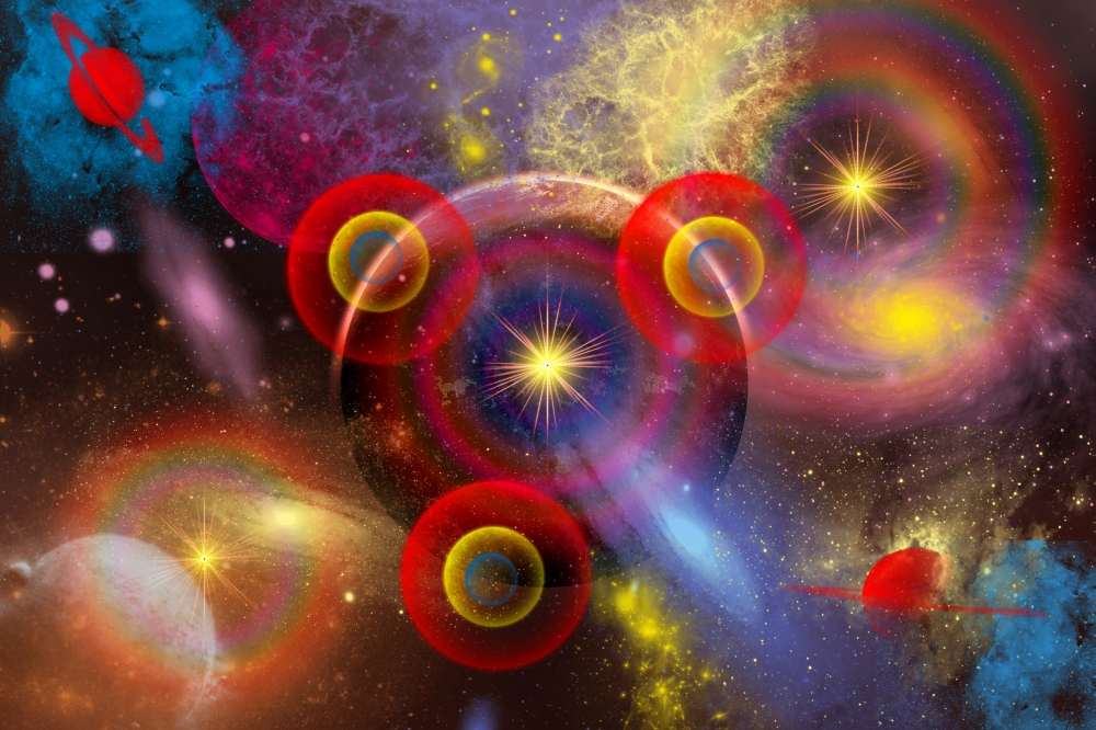 Artists Concept of Planets & Stars Mixed Together in An Ever-Changing Nebula Poster Print - 34 x 23 - Large