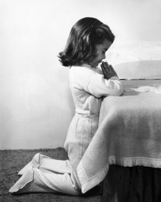 Girl Praying Before Bedtime Poster Print, 24 x 36 - Large
