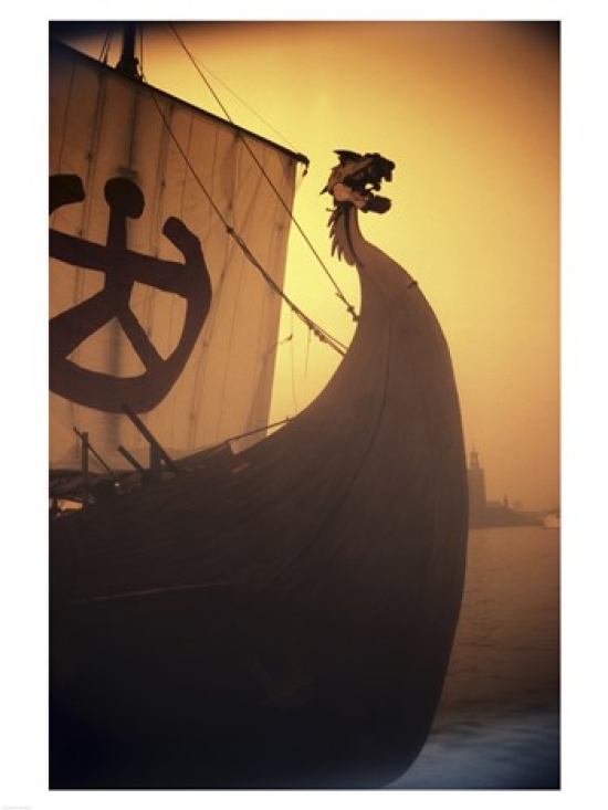 A Ancient Viking Ship Sweden Poster Print, 18 x 24