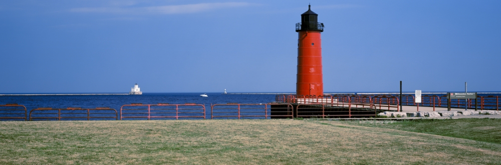 PPI152818 Lighthouse On The Coast Milwaukee Pierhead Lighthouse Milwaukee Wisconsin USA Poster Print, 6 x 18