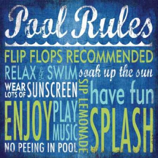 PDXSM10412LARGE Pool Rules Poster Print by Stephanie Marrott, 24 x 24 - Large