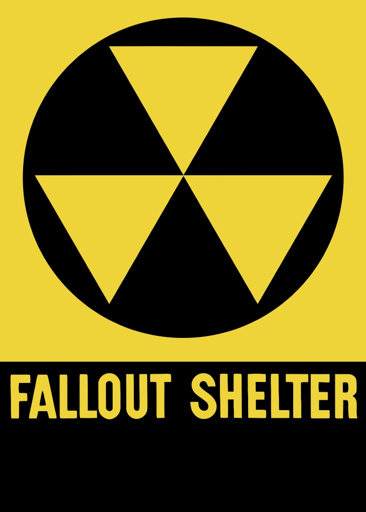 Cold War Era Fallout Shelter Sign Poster Print - 11 x 16