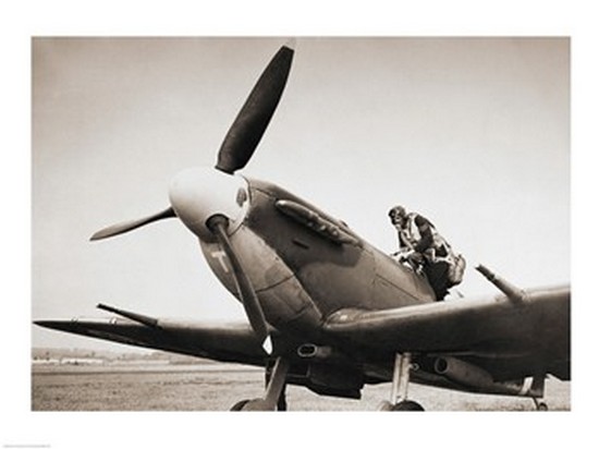 Submarine Spitfire WW-II British Fighter Poster Print, 24 x 18