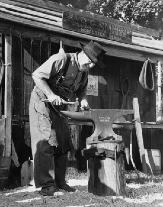 Superstock SAL25531410 Amish Blacksmith Working On An Anvil Worcester Pennsylvania USA Poster Print, 18 x 24 -  Posterazzi
