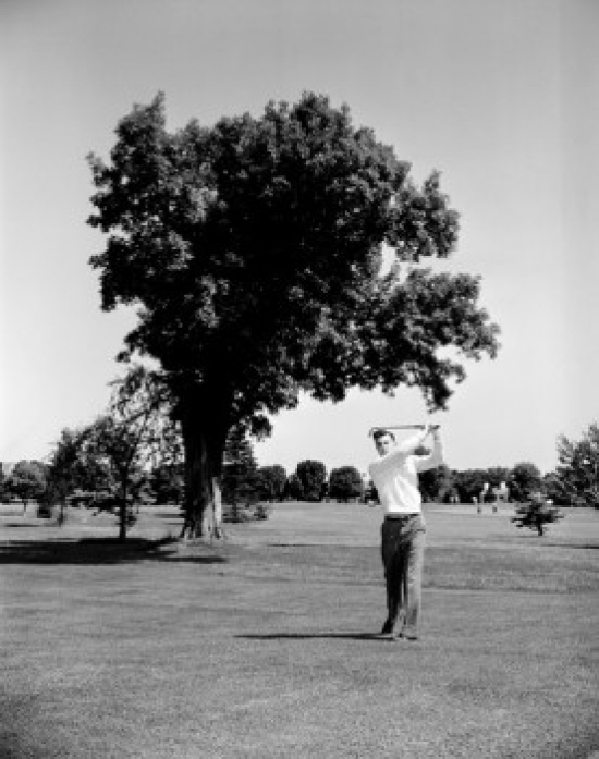 Yong Man Playing Golf Poster Print, 24 x 36 - Large