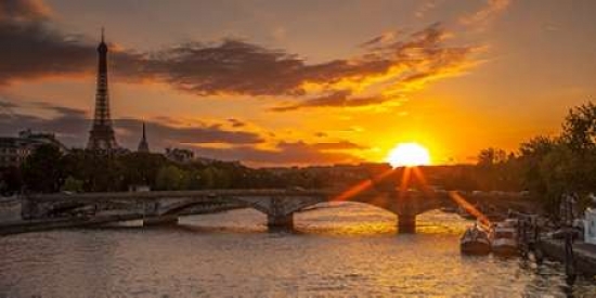 View of The Eiffel Tower with A Bridge in The Foreground During Sunset Paris France Poster Print by Assaf Frank, 24 x 48 - Large