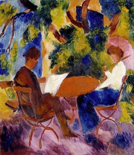 At The Garden Table Poster Print by August Macke - 12 x 12 - Small