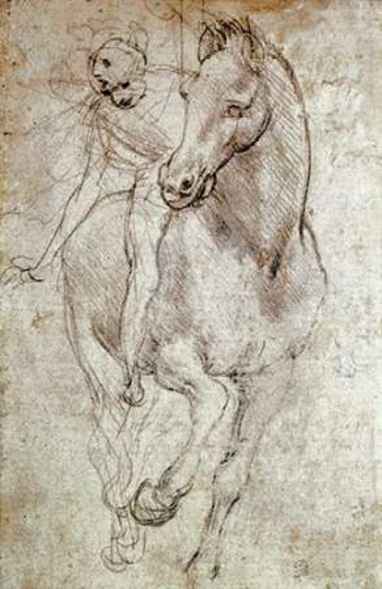 Horse & Rider Poster Print by Leonardo Da Vinci, 12 x 18 - Small